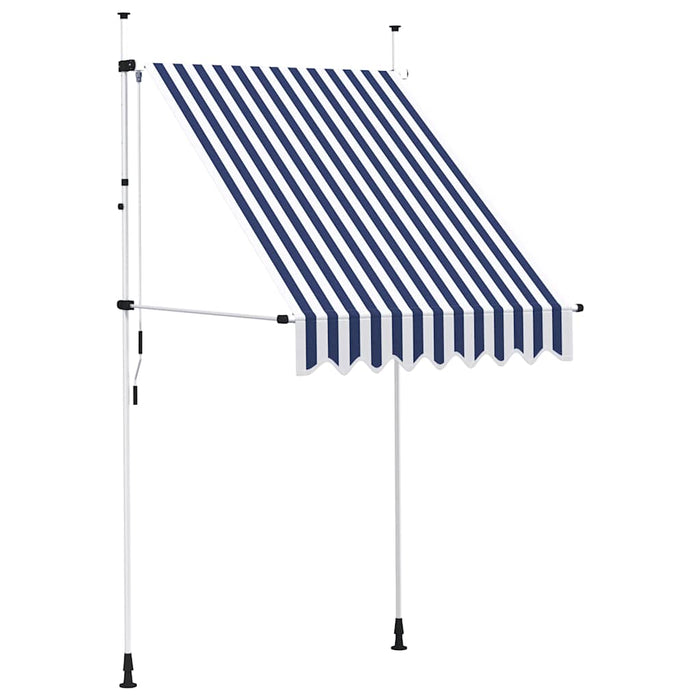 Copertină retractabilă manual, dungi albastru și alb, 150 cm - WALTI WALTI