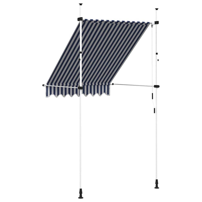 Copertină retractabilă manual, dungi albastru și alb, 150 cm - WALTI WALTI