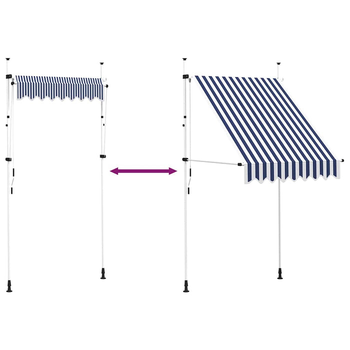 Copertină retractabilă manual, dungi albastru și alb, 150 cm - WALTI WALTI