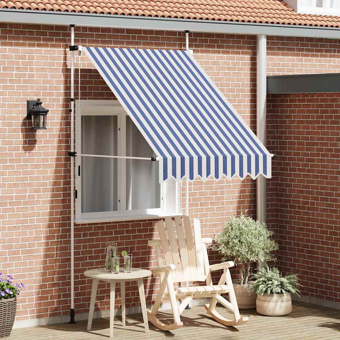 Copertină retractabilă manual, dungi albastru și alb, 150 cm - WALTI WALTI