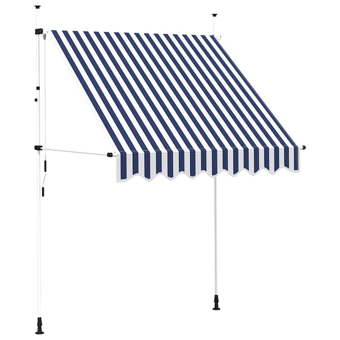 Copertină retractabilă manual, dungi albastru și alb, 200 cm - WALTI WALTI