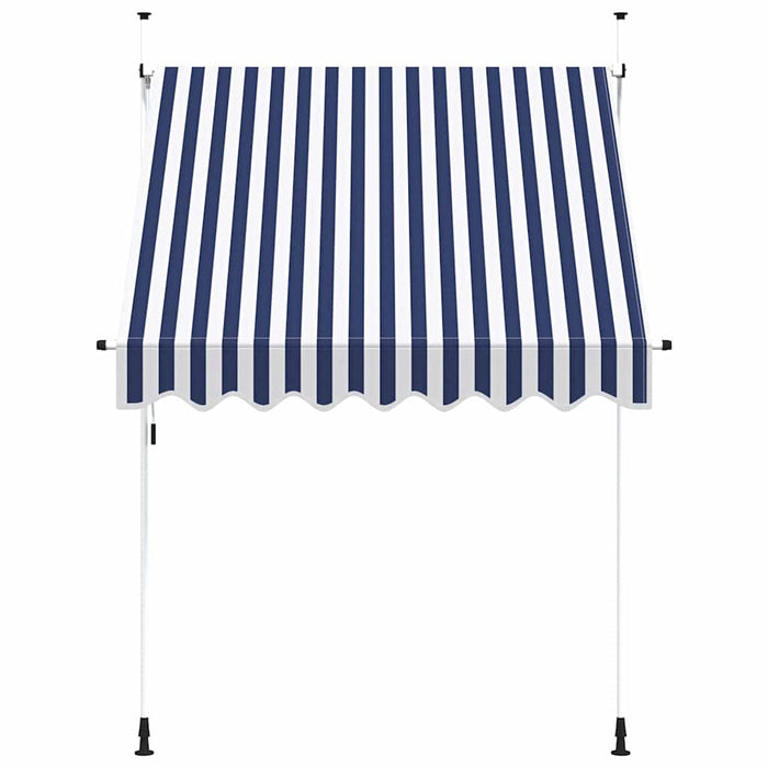 Copertină retractabilă manual, dungi albastru și alb, 200 cm - WALTI WALTI