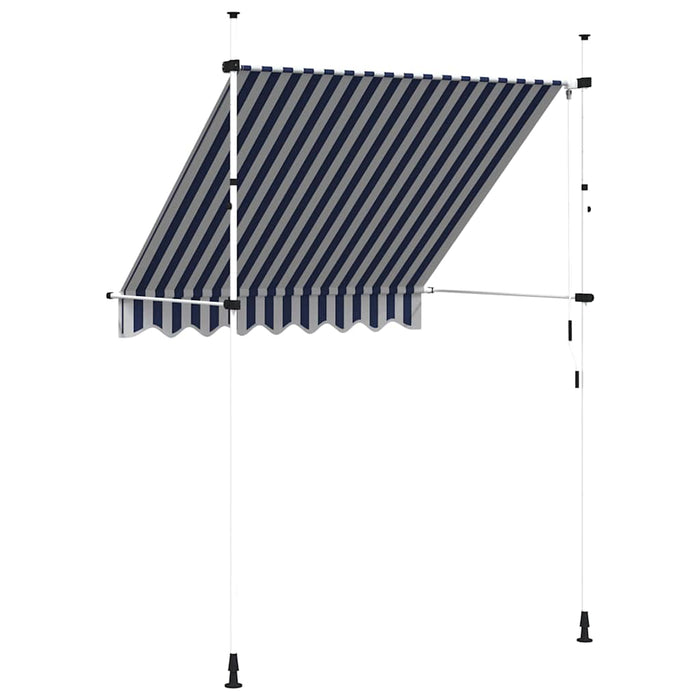 Copertină retractabilă manual, dungi albastru și alb, 200 cm - WALTI WALTI