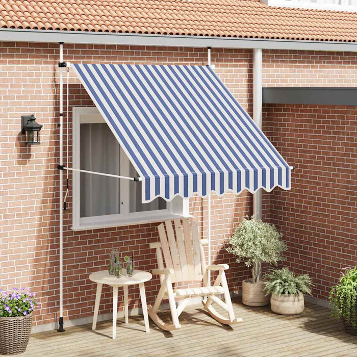 Copertină retractabilă manual, dungi albastru și alb, 200 cm - WALTI WALTI