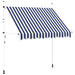 Copertină retractabilă manual, dungi albastru și alb, 250 cm - WALTI WALTI