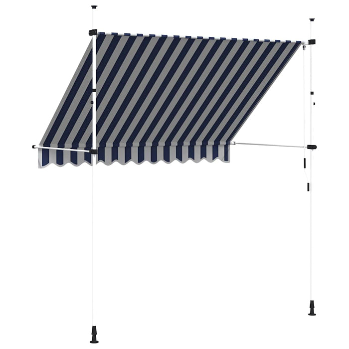 Copertină retractabilă manual, dungi albastru și alb, 250 cm - WALTI WALTI