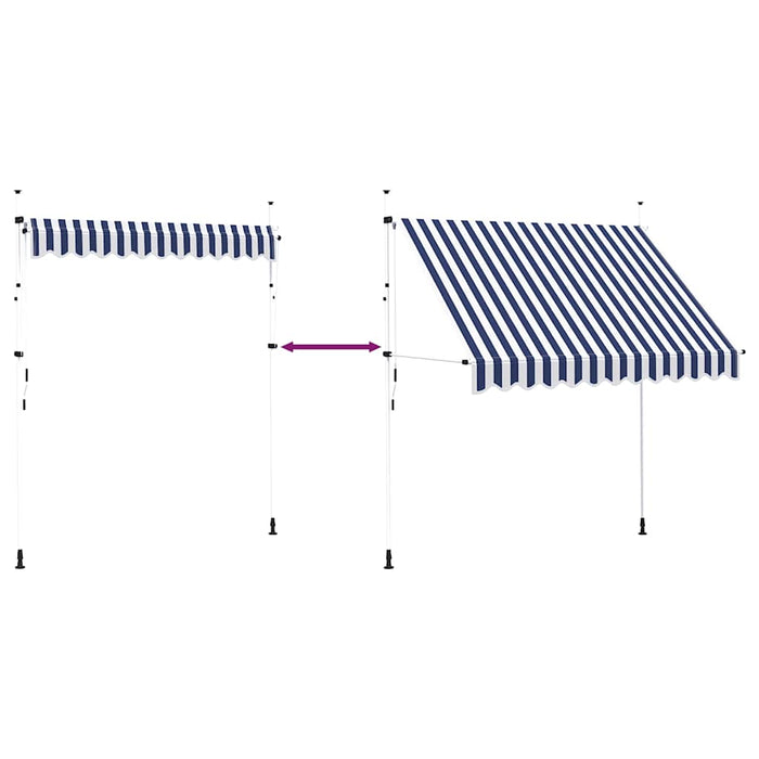 Copertină retractabilă manual, dungi albastru și alb, 250 cm - WALTI WALTI
