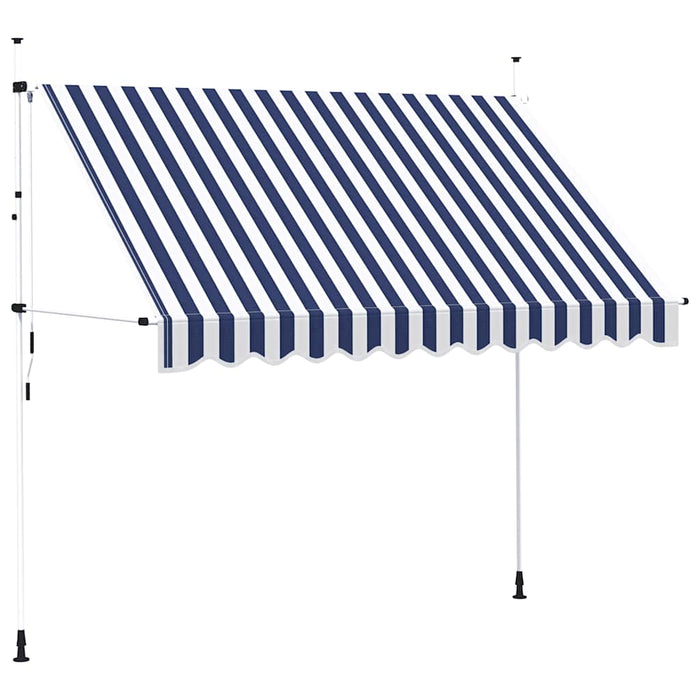 Copertină retractabilă manual, dungi albastru și alb, 300 cm - WALTI WALTI