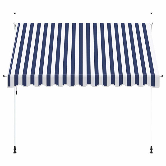 Copertină retractabilă manual, dungi albastru și alb, 300 cm - WALTI WALTI