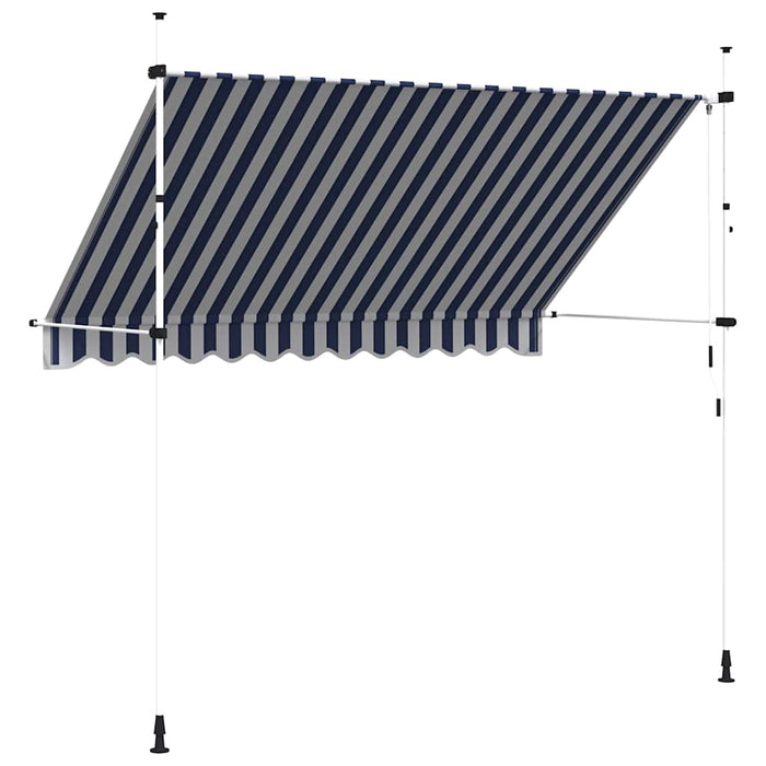 Copertină retractabilă manual, dungi albastru și alb, 300 cm - WALTI WALTI