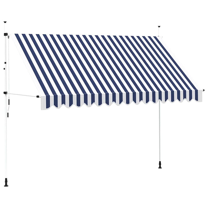 Copertină retractabilă manual, dungi albastru și alb, 350 cm - WALTI WALTI
