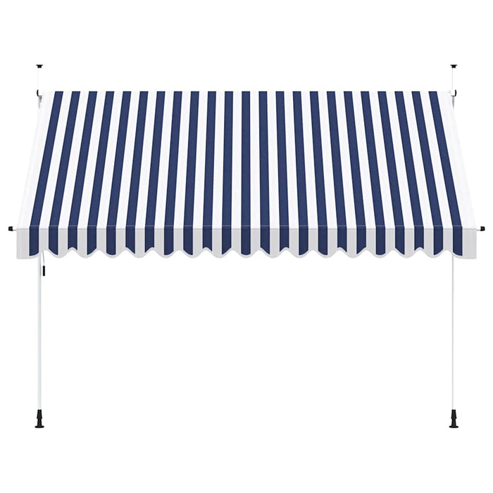 Copertină retractabilă manual, dungi albastru și alb, 350 cm - WALTI WALTI