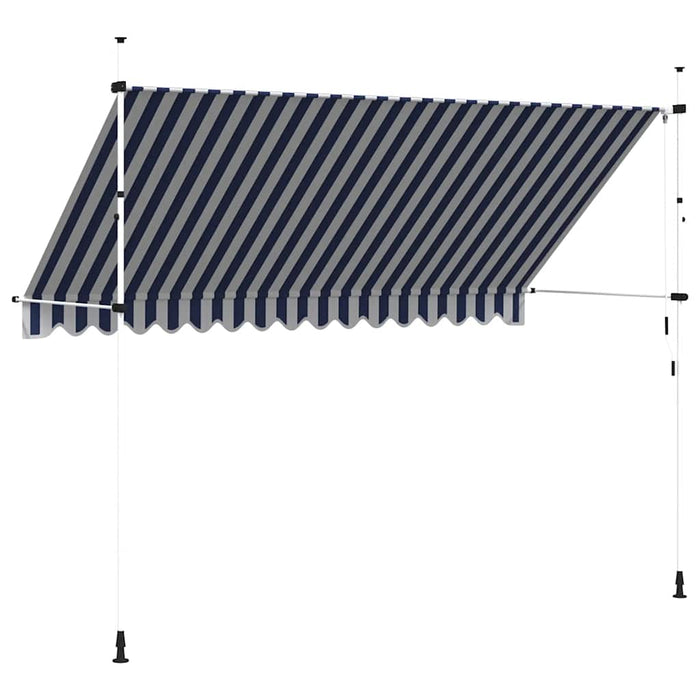 Copertină retractabilă manual, dungi albastru și alb, 350 cm - WALTI WALTI