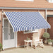 Copertină retractabilă manual, dungi albastru și alb, 350 cm - WALTI WALTI