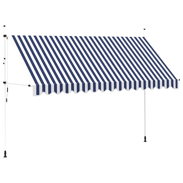 Copertină retractabilă manual, dungi albastru și alb, 400 cm - WALTI WALTI