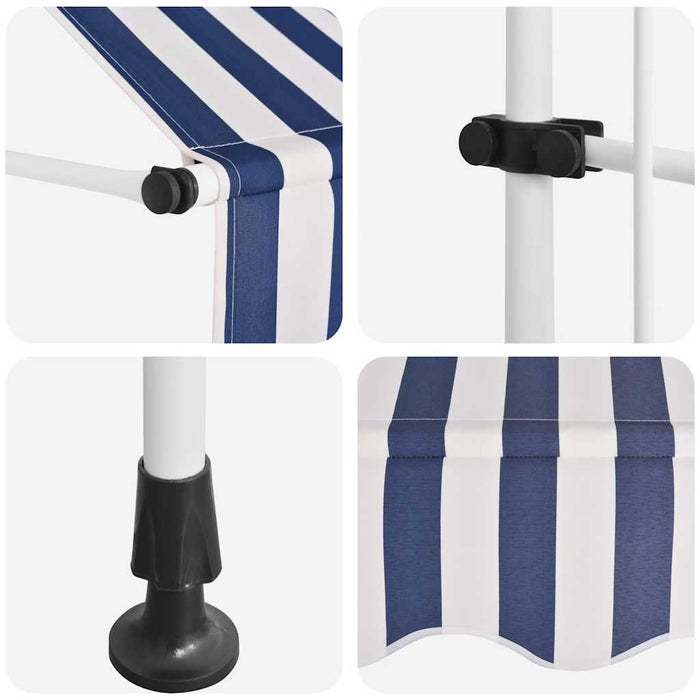 Copertină retractabilă manual, dungi albastru și alb, 400 cm - WALTI WALTI