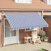 Copertină retractabilă manual, dungi albastru și alb, 400 cm - WALTI WALTI