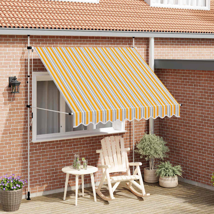Copertină retractabilă manual, dungi galben și albastru, 250 cm - WALTI WALTI
