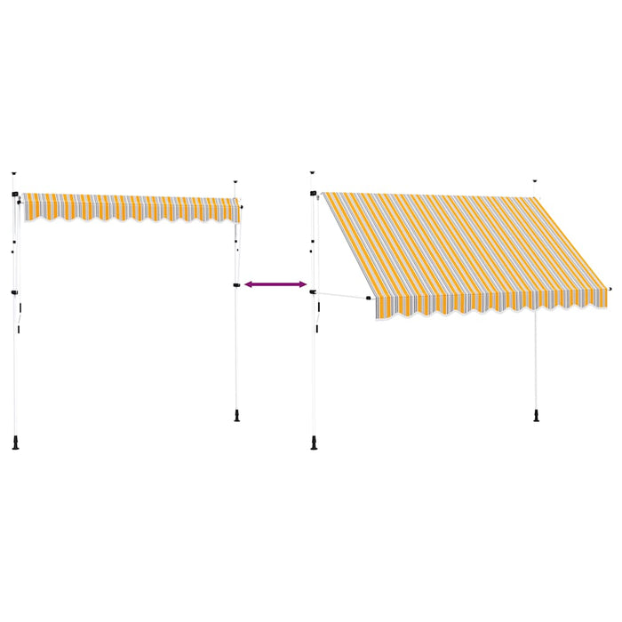 Copertină retractabilă manual, dungi galben și albastru, 300 cm - WALTI WALTI
