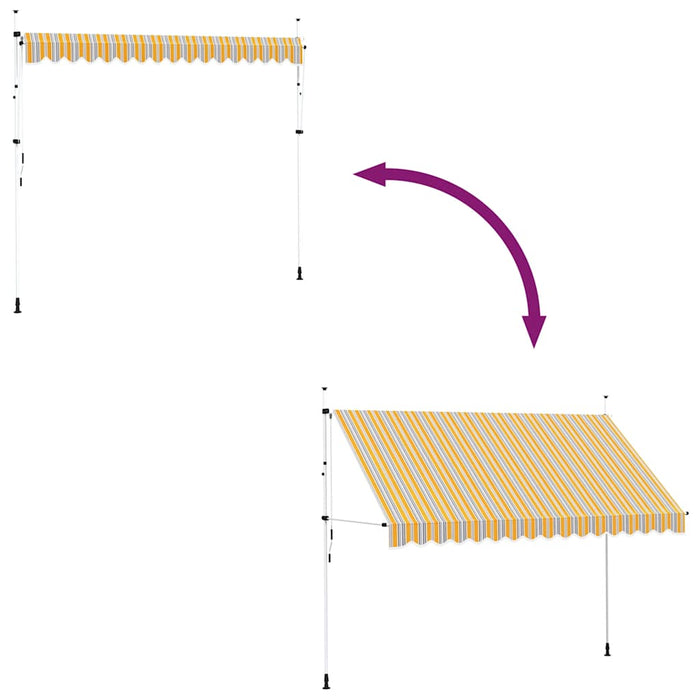 Copertină retractabilă manual, dungi galben și albastru, 350 cm - WALTI WALTI