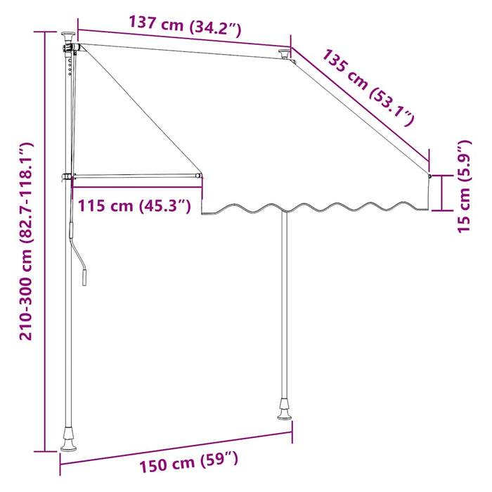 Copertină retractabilă manual, portocaliu & alb, 150 cm, dungi - WALTI WALTI