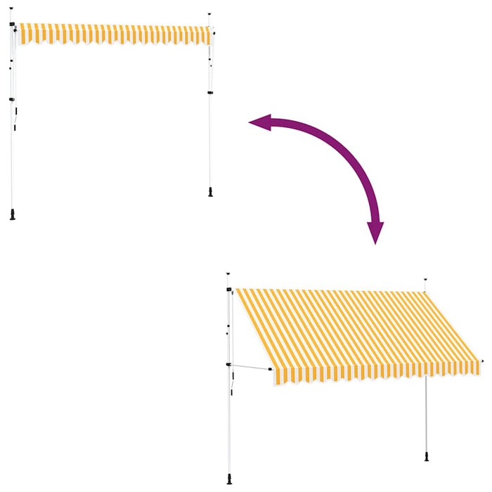 Copertină retractabilă manual, portocaliu și alb, 350 cm, dungi - WALTI WALTI