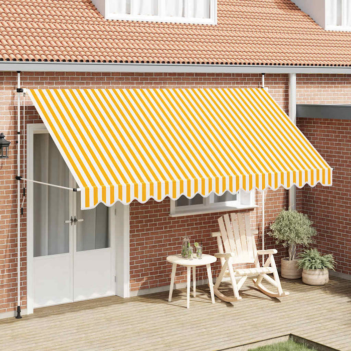 Copertină retractabilă manual, portocaliu și alb, 400 cm, dungi - WALTI WALTI