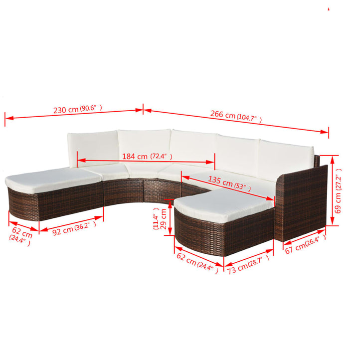 Set mobilier de grădină cu perne, 4 piese, maro, poliratan - WALTI WALTI