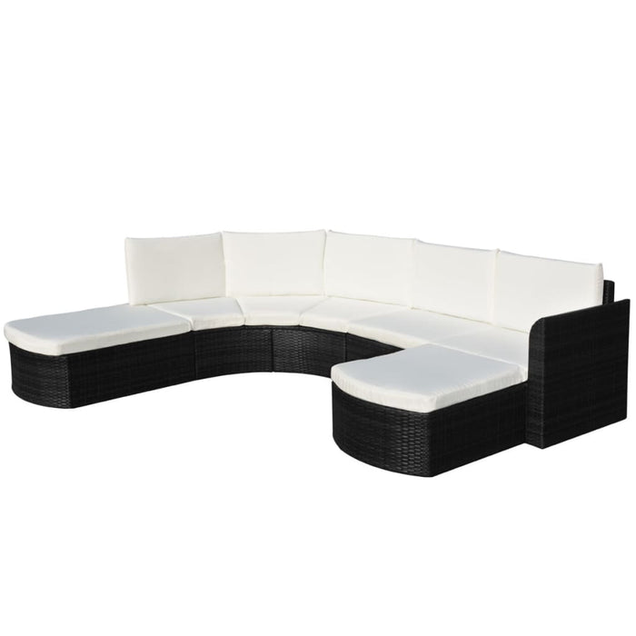 Set mobilier de grădină cu perne, 4 piese, negru, poliratan WALTI