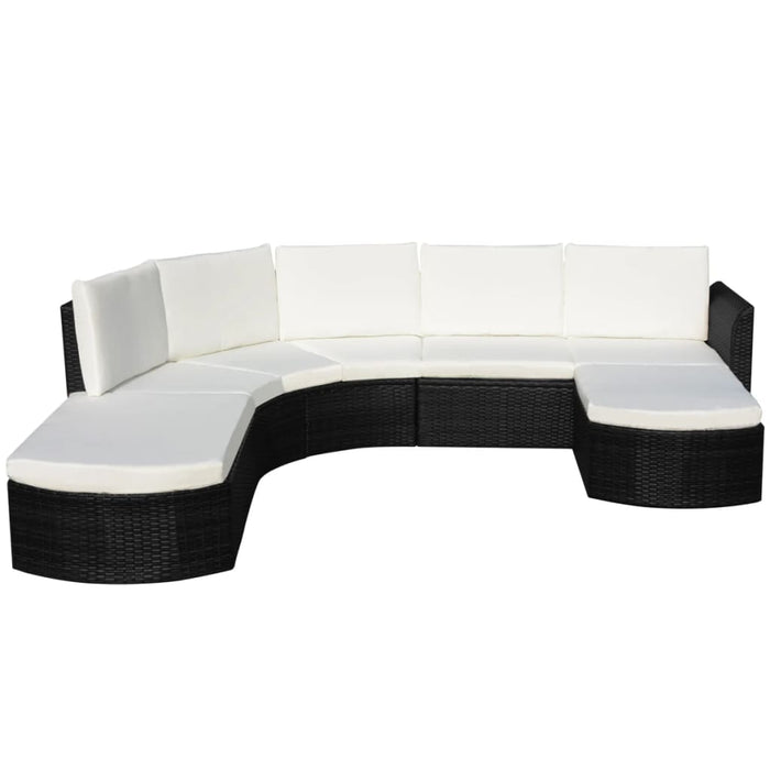 Set mobilier de grădină cu perne, 4 piese, negru, poliratan WALTI