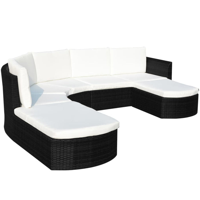 Set mobilier de grădină cu perne, 4 piese, negru, poliratan WALTI