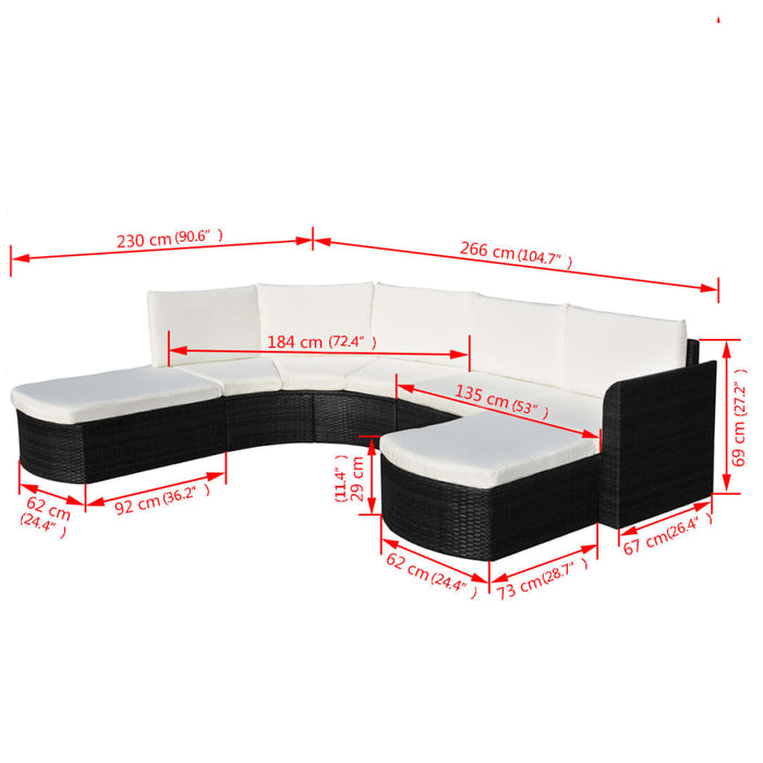 Set mobilier de grădină cu perne, 4 piese, negru, poliratan WALTI