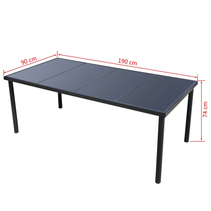 Set mobilier de exterior, 9 piese, negru, oțel - WALTI WALTI