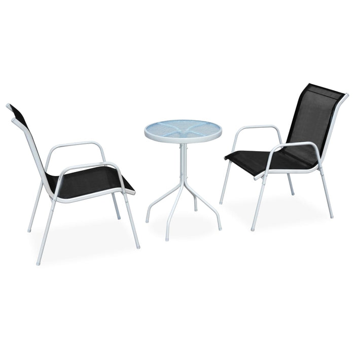 Set mobilier bistro, 3 piese, negru, oțel WALTI