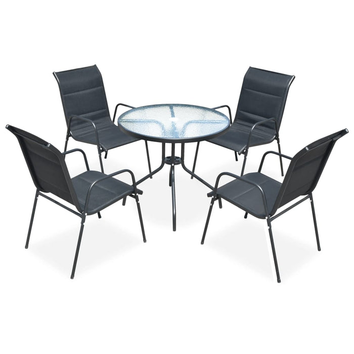 Set mobilier de exterior, 5 piese, negru, oțel - WALTI WALTI