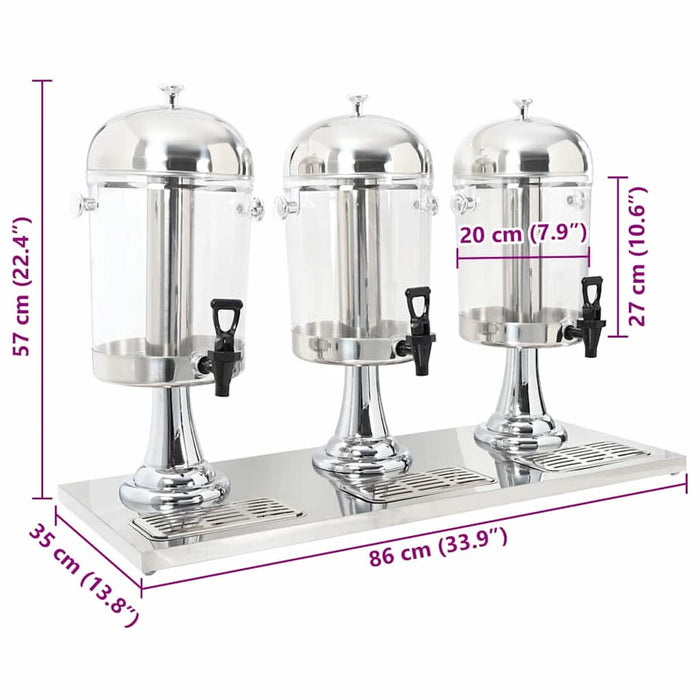 Dozator triplu de suc, oțel inoxidabil, 3 x 8 L - WALTI WALTI