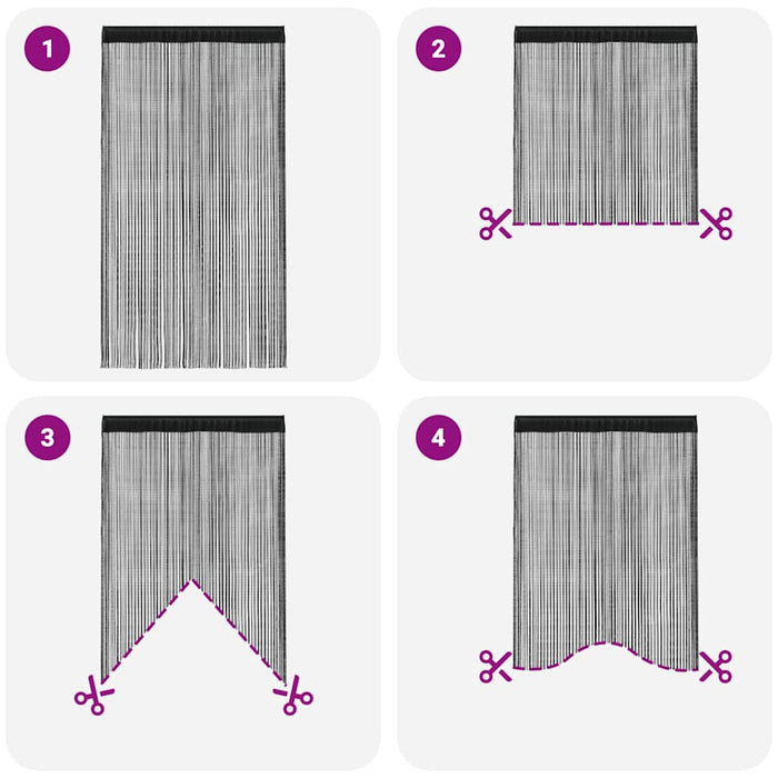 Draperii cu franjuri, 2 buc., 100 x 250 cm, negru - WALTI WALTI