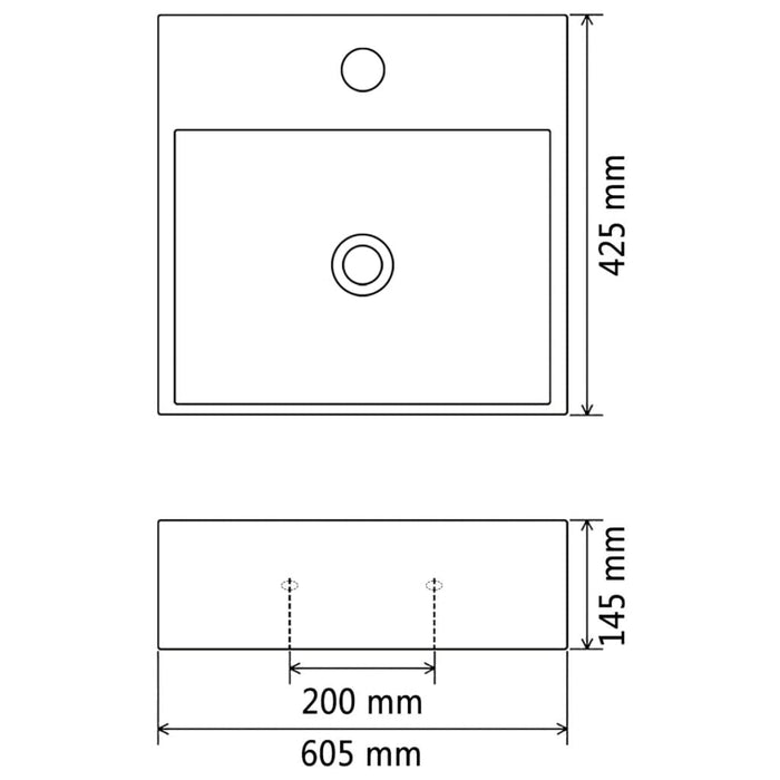 Chiuvetă cu orificiu robinet, ceramică 60,5x42,5x14,5 cm, alb - WALTI WALTI