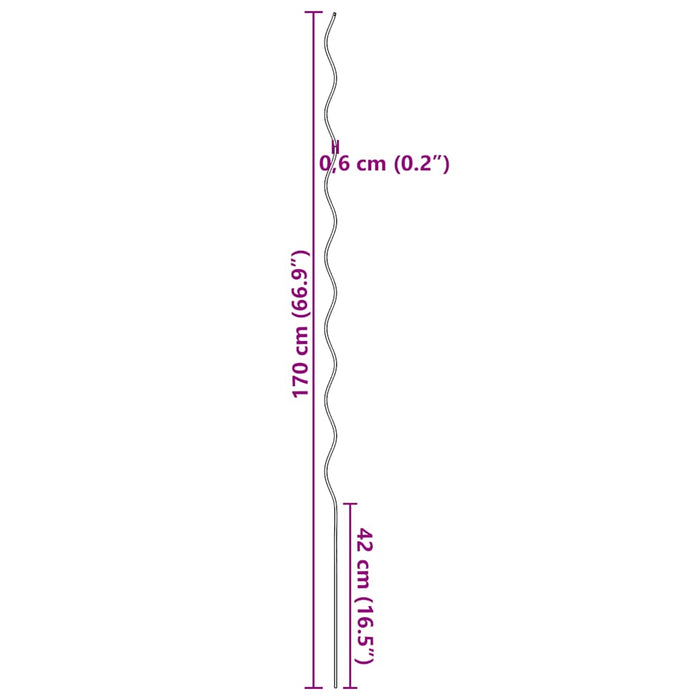 Spirale pentru suport plante, 5 buc., 170 cm, oțel galvanizat - WALTI WALTI