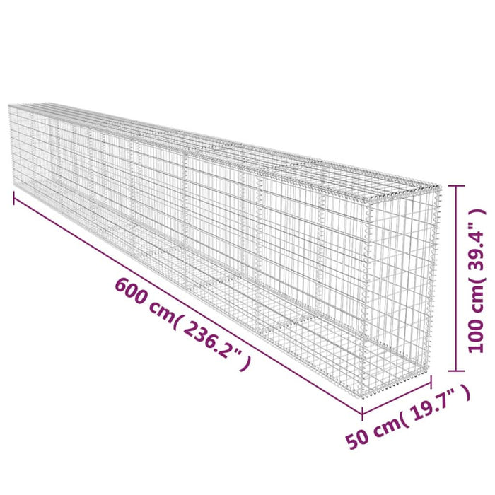 Perete gabion cu capac, 600 x 50 x 100 cm, oțel galvanizat - WALTI WALTI