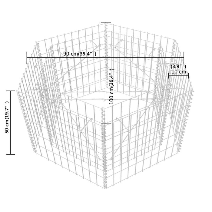 Strat înălțat gabion hexagonal, 100 x 90 x 50 cm - WALTI WALTI