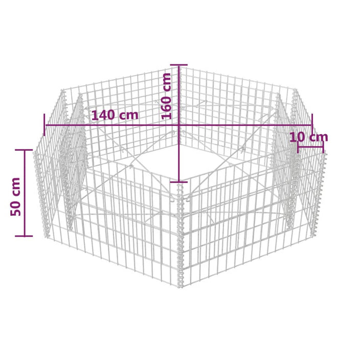 Strat înălțat gabion hexagonal, 160 x 140 x 50 cm - WALTI WALTI