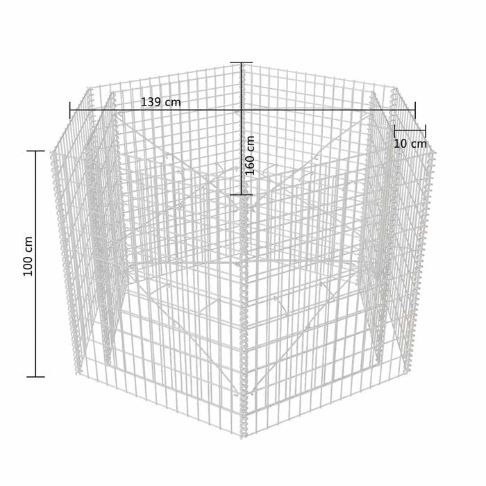 Strat înălțat gabion hexagonal, 160 x 140 x 100 cm - WALTI WALTI
