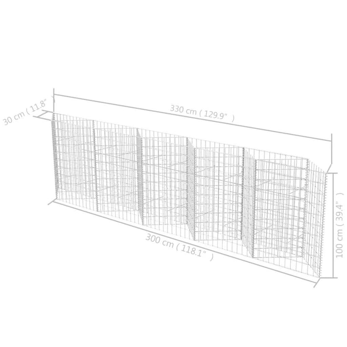 Coș gabion, 300 x 30 x 100 cm, oțel galvanizat - WALTI WALTI