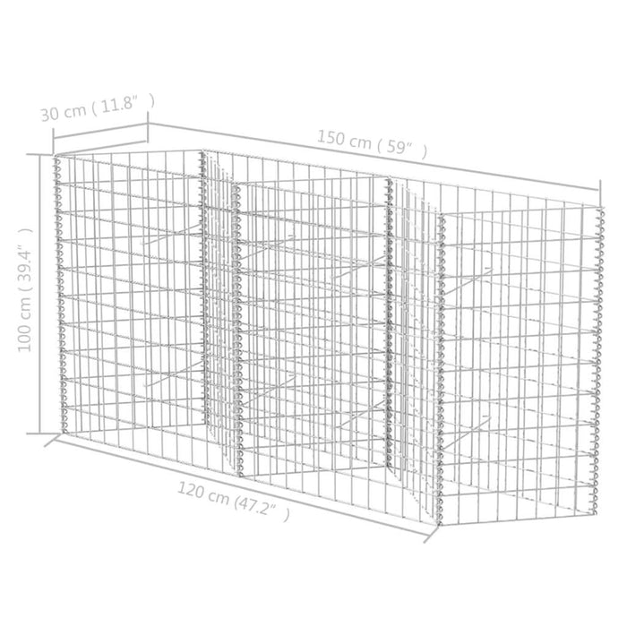Coș gabion, 120 x 30 x 100 cm, oțel galvanizat - WALTI WALTI
