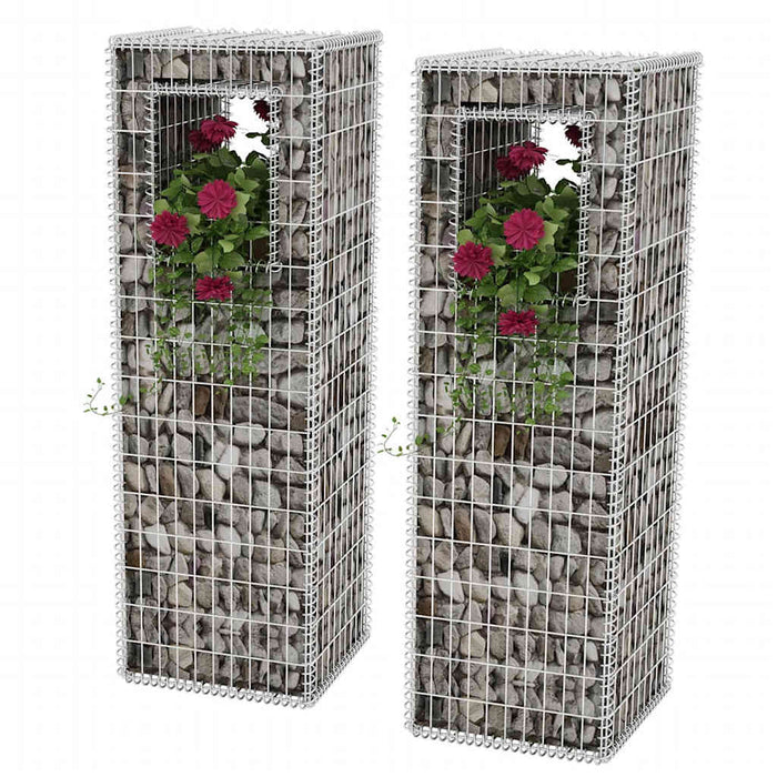 Stâlpi coș gabion/jardinieră, 2 buc., 50 x 50 x 160 cm, oțel WALTI