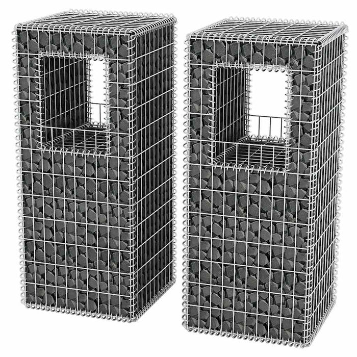 Stâlpi coș gabion/jardiniere din oțel, 2 buc., 50 x 50 x 120 cm - WALTI WALTI