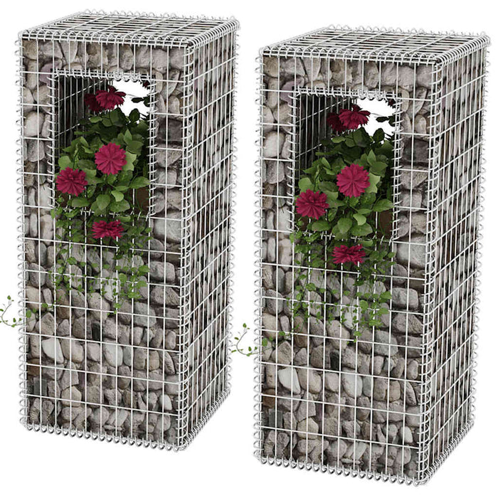 Stâlpi coș gabion/jardiniere din oțel, 2 buc., 50 x 50 x 120 cm - WALTI WALTI