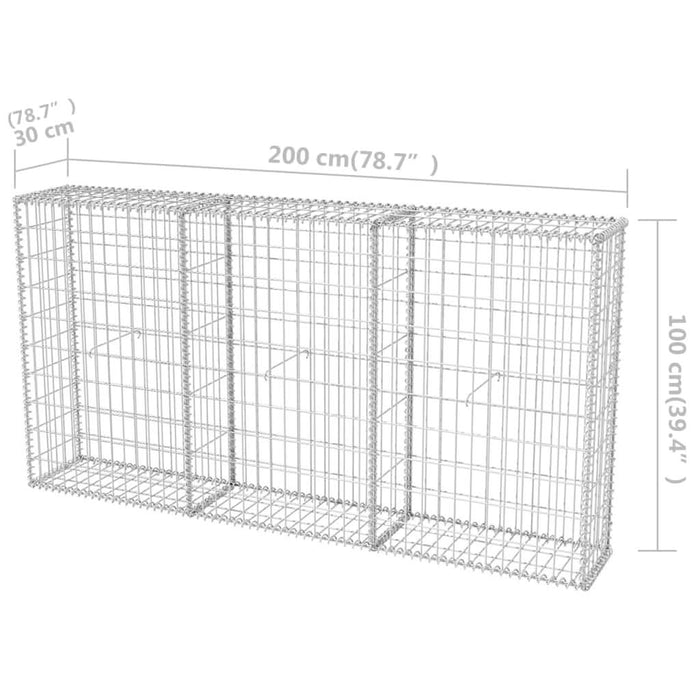 Coș gabion, 200 x 30 x 100 cm, oțel galvanizat - WALTI WALTI