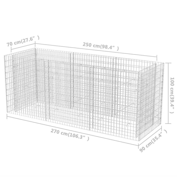 Strat înălțat gabion, 270 x 90 x 100 cm, oțel - WALTI WALTI